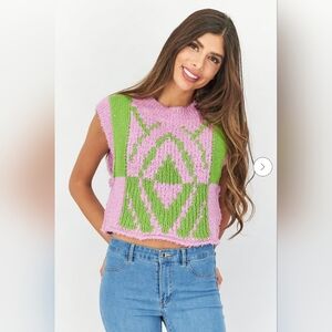 Women Crew Neck Textured Sweater, Green Goddess Combo